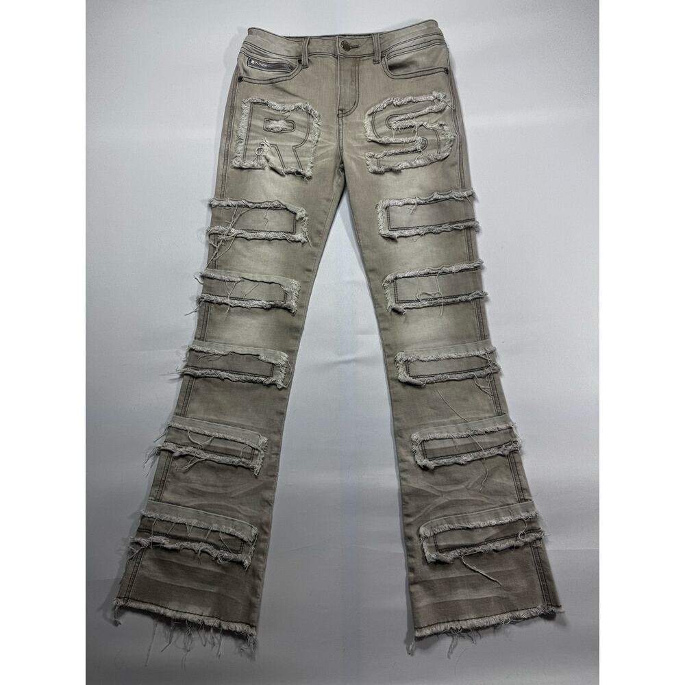 Rockstar Original Youth Boys RSK 205 Flare Tan Denim Jeans - Size 12 (26x30)